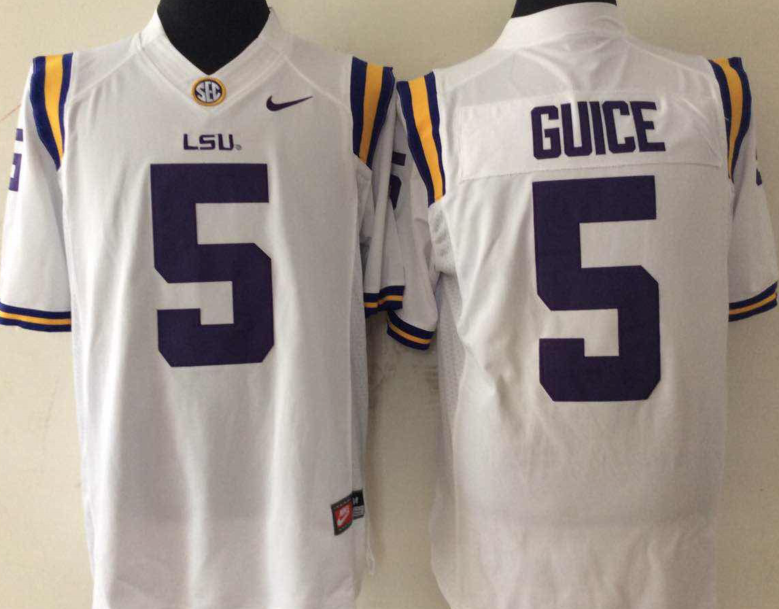 NCAA Men LSU Tigers #5 guice White